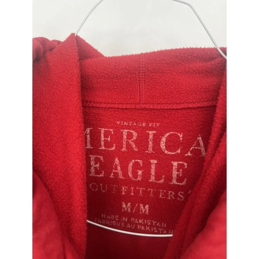 Red American Eagle 45 Pullover‎ Hoodie Mens Medium Vintage Fit